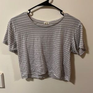 Garage small grey and white striped crop top